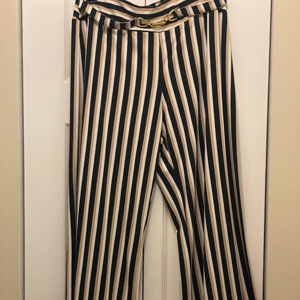 Striped pants with elastic waistband